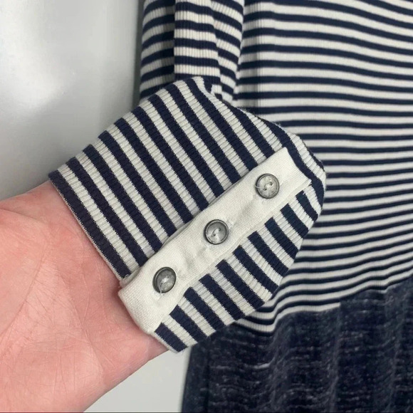 Dolan Anthropologie Left Coast Collection Navy Stripe Long Sleeve Dress Large - Picture 6 of 9